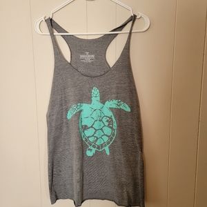 Gray Graphic Tank with Sea Turtle. Size large